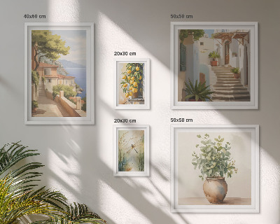 Conjunto de 5 quadros decorativos Vistas elegantes de cidades litorâneas