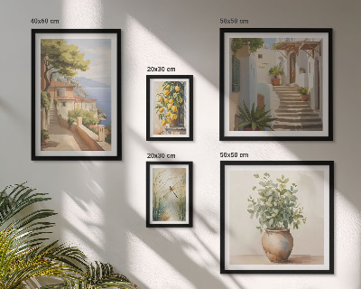 Conjunto de 5 quadros decorativos Vistas elegantes de cidades litorâneas