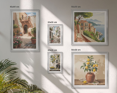 Conjunto de 5 quadros com moldura Flores de rua em estilo mediterrâneo