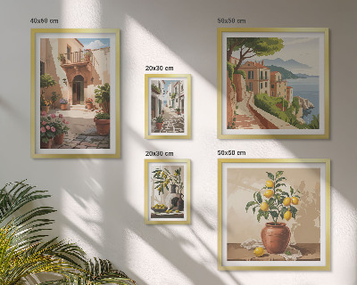 Conjunto de 5 quadros com moldura Flores de rua em estilo mediterrâneo