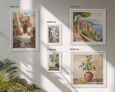 Conjunto de 5 quadros com moldura Flores de rua em estilo mediterrâneo