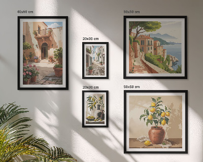 Conjunto de 5 quadros com moldura Flores de rua em estilo mediterrâneo