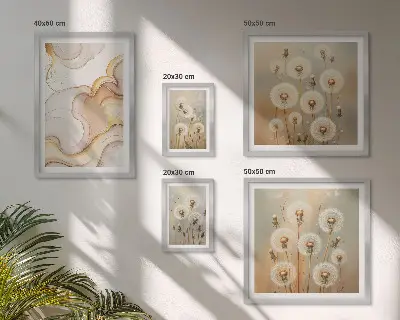 Conjunto de 5 quadros decorativos com motivos florais de natureza delicada