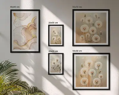 Conjunto de 5 quadros decorativos com motivos florais de natureza delicada