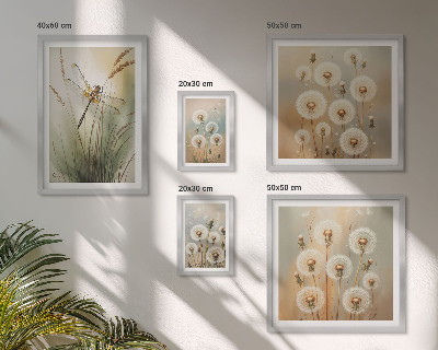 Galeria de parede Motivos florais de libélulas e dentes-de-leão