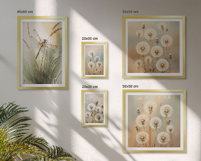 Galeria de parede Motivos florais de libélulas e dentes-de-leão