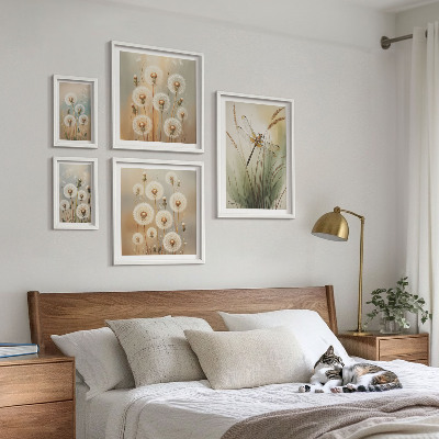 Galeria de parede Motivos florais de libélulas e dentes-de-leão