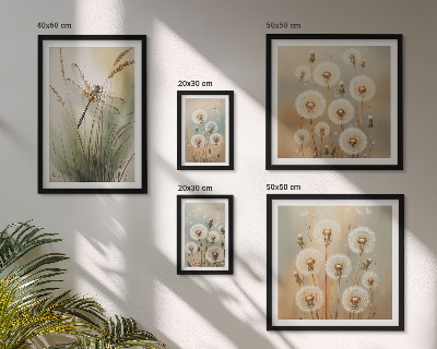 Galeria de parede Motivos florais de libélulas e dentes-de-leão