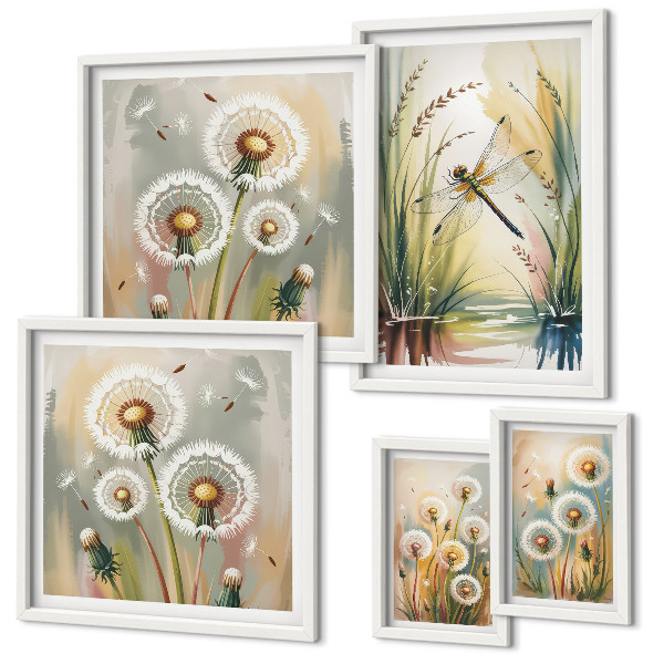 Parede galeria de quadros Libélulas florais em estilo natural