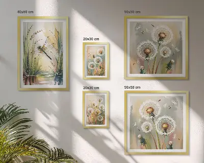 Galeria de quadros para parede com estampas de libélulas em estilo floral natural