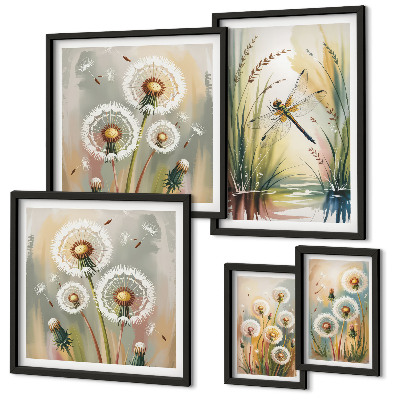 Parede galeria de quadros Libélulas florais em estilo natural
