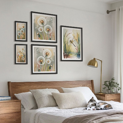 Parede galeria de quadros Libélulas florais em estilo natural