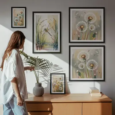 Galeria de quadros para parede com estampas de libélulas em estilo floral natural