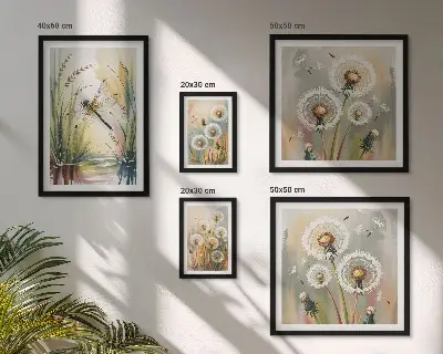 Galeria de quadros para parede com estampas de libélulas em estilo floral natural