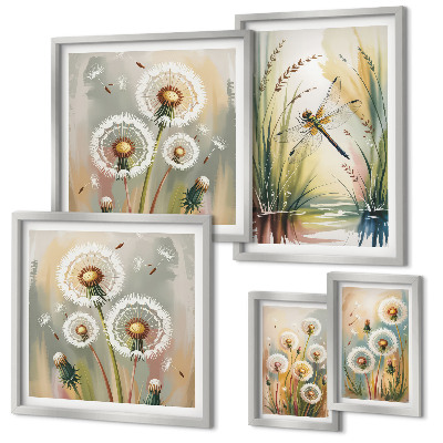 Parede galeria de quadros Libélulas florais em estilo natural