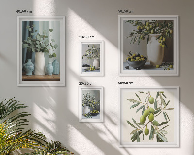 Conjunto de 5 quadros decorativos Flores de oliveira verde em estilo escandinavo
