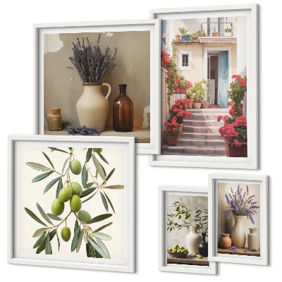 Parede galeria de quadros Flores e frutas em interiores elegantes