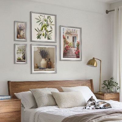 Parede galeria de quadros Flores e frutas em interiores elegantes