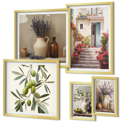 Parede galeria de quadros Flores e frutas em interiores elegantes