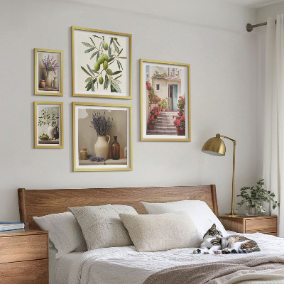 Parede galeria de quadros Flores e frutas em interiores elegantes