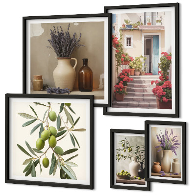 Parede galeria de quadros Flores e frutas em interiores elegantes