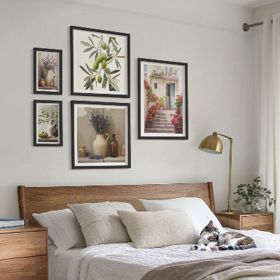 Parede galeria de quadros Flores e frutas em interiores elegantes