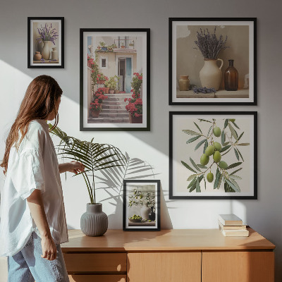 Parede galeria de quadros Flores e frutas em interiores elegantes