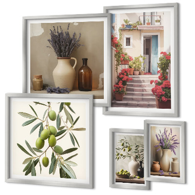 Parede galeria de quadros Flores e frutas em interiores elegantes