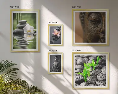 Conjunto de 5 quadros decorativos com tema de atmosfera zen relaxante