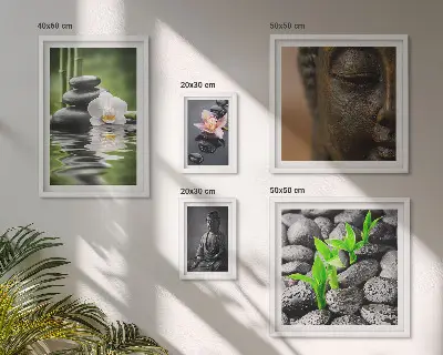 Conjunto de 5 quadros decorativos com tema de atmosfera zen relaxante