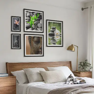 Conjunto de 5 quadros decorativos com tema de atmosfera zen relaxante