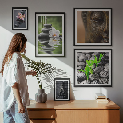Conjunto de 5 quadros com moldura Atmosfera Zen relaxante