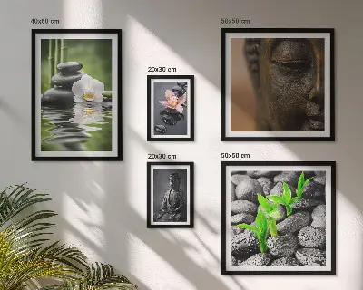 Conjunto de 5 quadros decorativos com tema de atmosfera zen relaxante