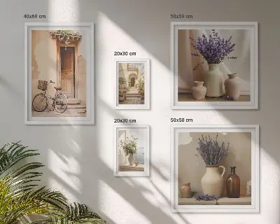 Conjunto de 5 quadros decorativos interiores elegantes com bicicleta e flores