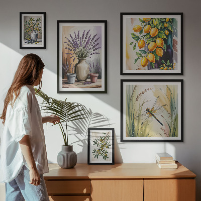 Galeria de parede Azeitonas florais de limão rústicas