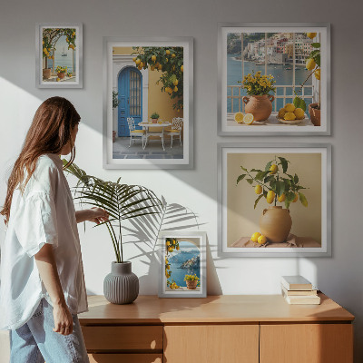 Conjunto de 5 quadros decorativos Inspirações de sol de limão