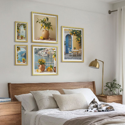 Conjunto de 5 quadros decorativos Inspirações de sol de limão