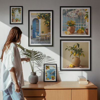 Conjunto de 5 quadros decorativos Inspirações de sol de limão