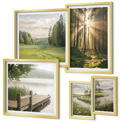 Parede galeria de quadros Paisagens florestais, sol, água