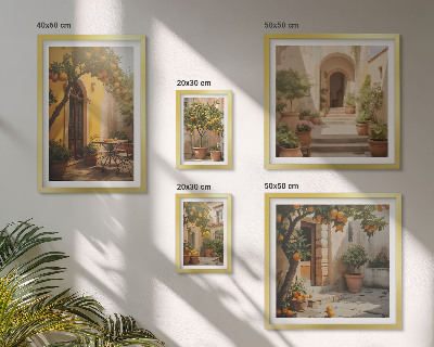 Conjunto de 5 quadros com moldura Ruas encantadoras e alaranjadas