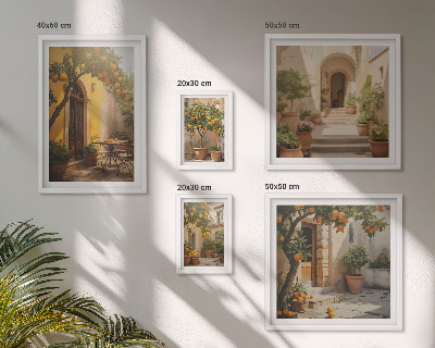 Conjunto de 5 quadros com moldura Ruas encantadoras e alaranjadas