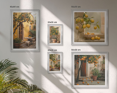 Conjunto de 5 quadros decorativos Frutas cítricas no jardim