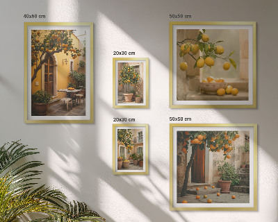 Conjunto de 5 quadros decorativos Frutas cítricas no jardim