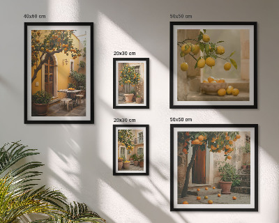 Conjunto de 5 quadros decorativos Frutas cítricas no jardim