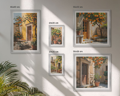 Conjunto de 5 quadros com moldura Frutas cítricas em jardins