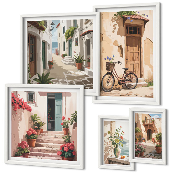 Galeria de parede Ruas charmosas com uma bicicleta