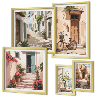 Galeria de parede Ruas charmosas com uma bicicleta
