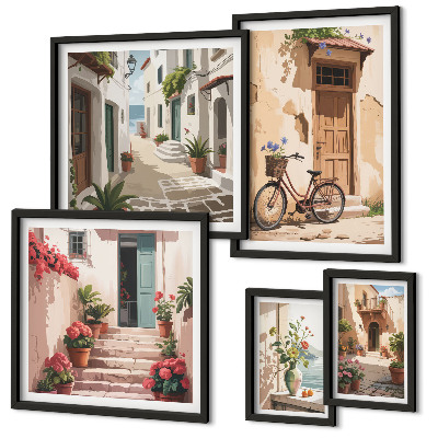 Galeria de parede Ruas charmosas com uma bicicleta