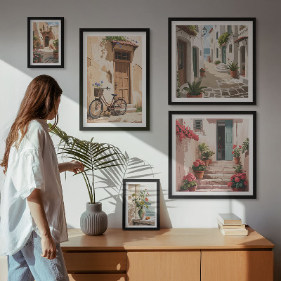 Galeria de parede Ruas charmosas com uma bicicleta