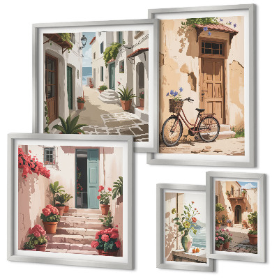 Galeria de parede Ruas charmosas com uma bicicleta